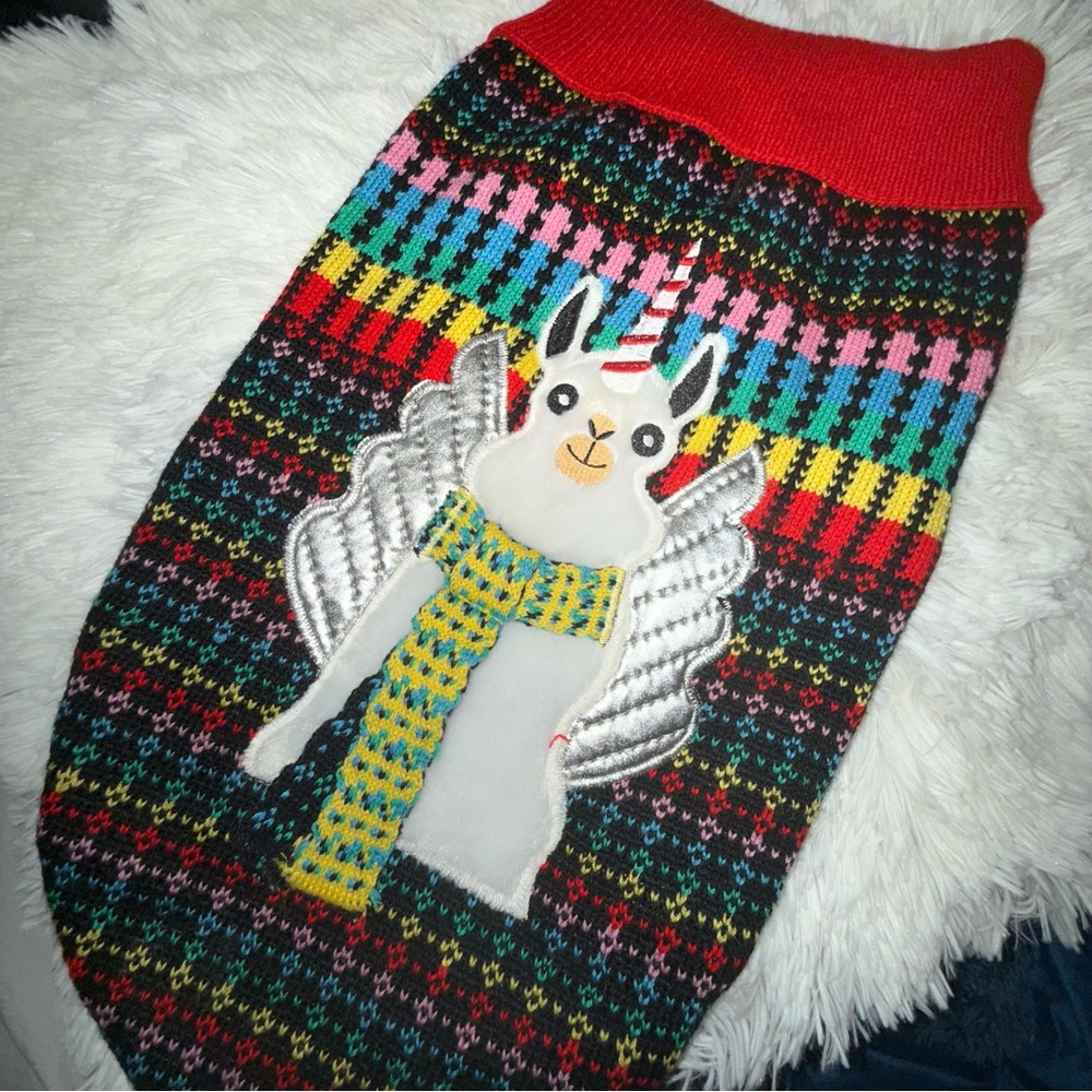 Unicorn silver knit dog/cat sweater - Picture 2 of 4